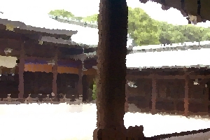 A Meiji Jingu sanctuary courtyard.