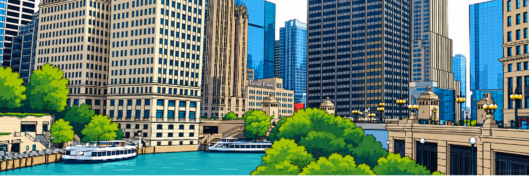 Stylized illustration of Chicago - Goparoo