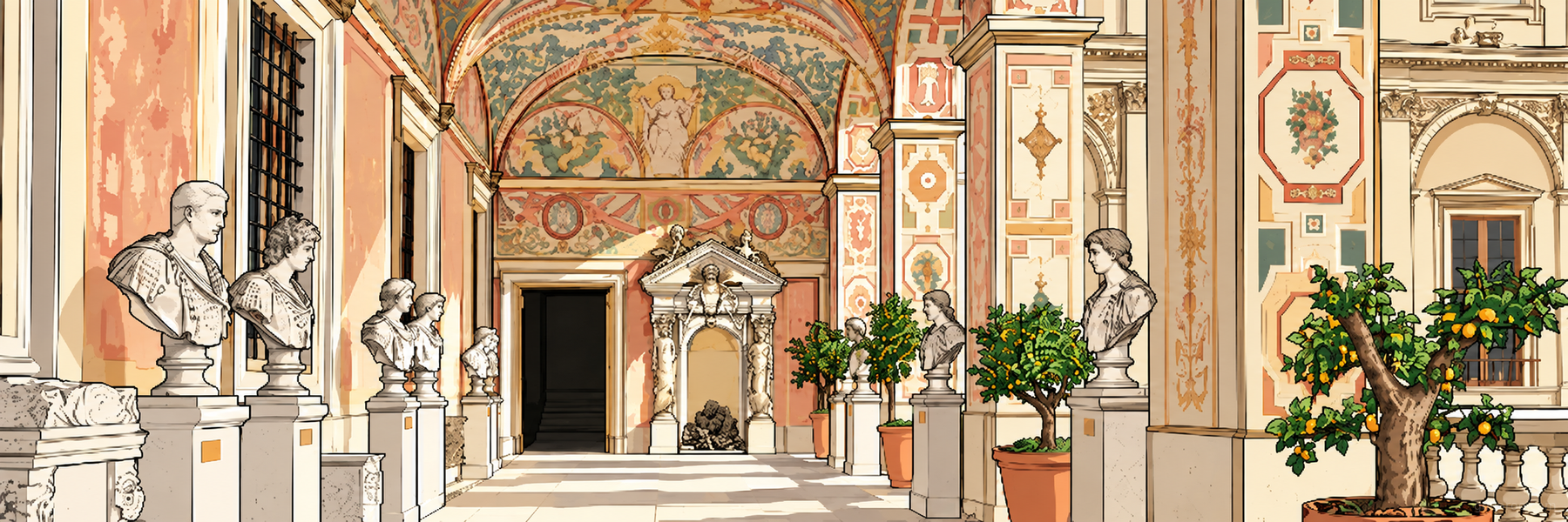 Stylized illustration of Palazzo Altemps (Museo Nazionale Romano) in Rome - Goparoo