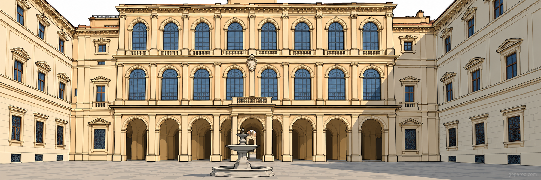Stylized illustration of Palazzo Barberini in Rome - Goparoo
