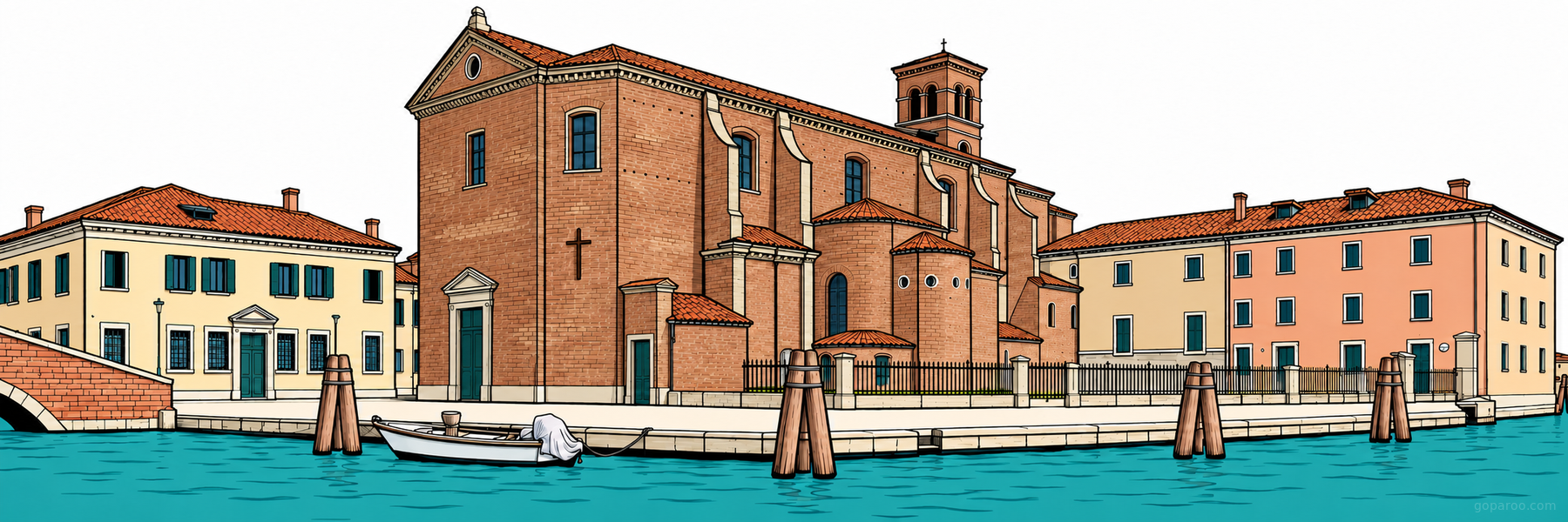 Stylized illustration of Church of San Domenico in Chioggia - Goparoo