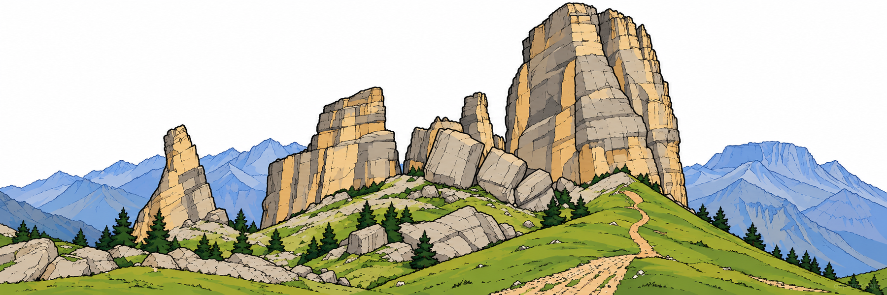 Illustrazione stilizzata di Cinque Torri in Cortina d'Ampezzo - Goparoo