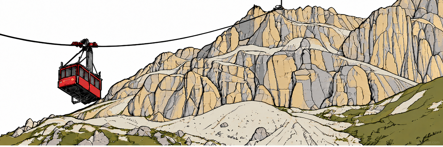 Illustrazione stilizzata di Lagazuoi e Passo Falzarego in Cortina d'Ampezzo - Goparoo
