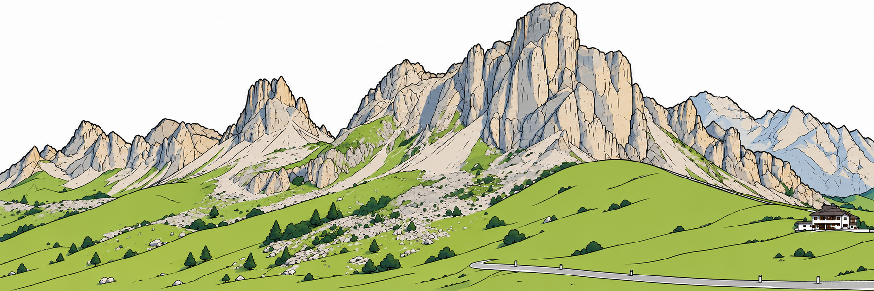 Illustrazione stilizzata di Passo Giau in Cortina d'Ampezzo - Goparoo