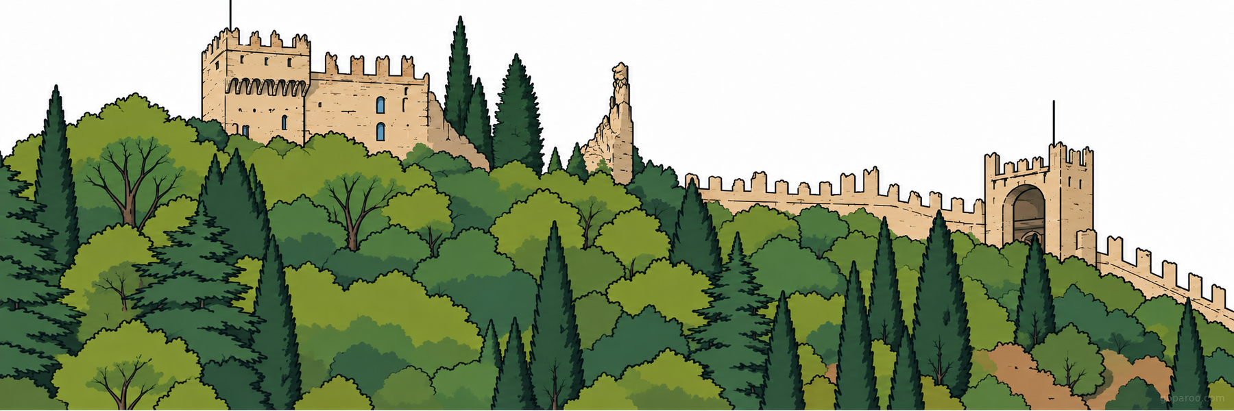 Illustrazione stilizzata di Castello Superiore in Marostica - Goparoo