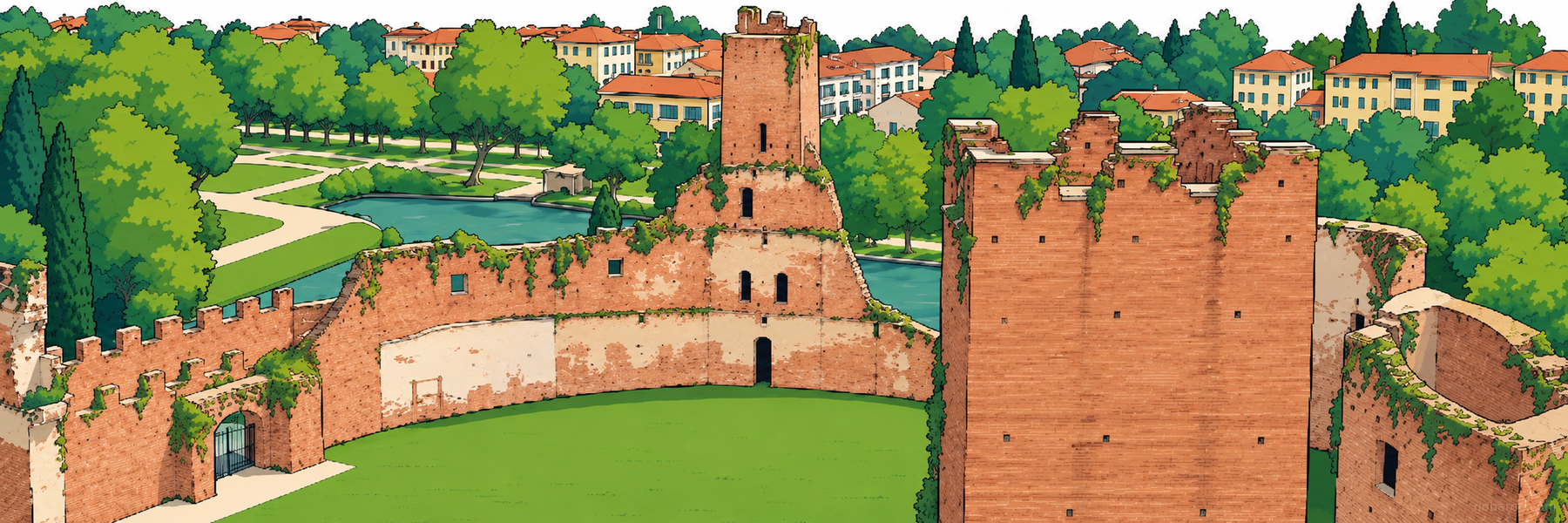 Illustrazione stilizzata di Rocca dei Tempesta in Noale - Goparoo