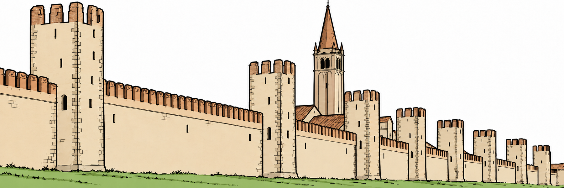 Illustrazione stilizzata di Montagnana in Padova - Goparoo