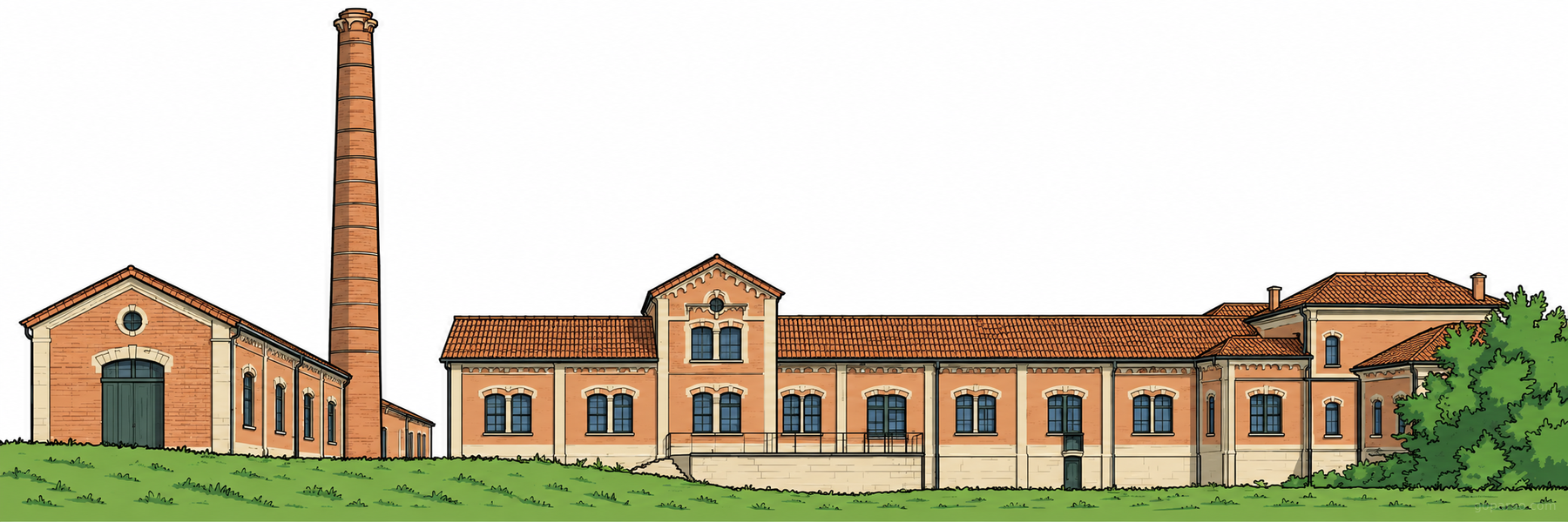 Stylized illustration of Ca’ Vendramin Reclamation Museum in The Po River Delta - Goparoo