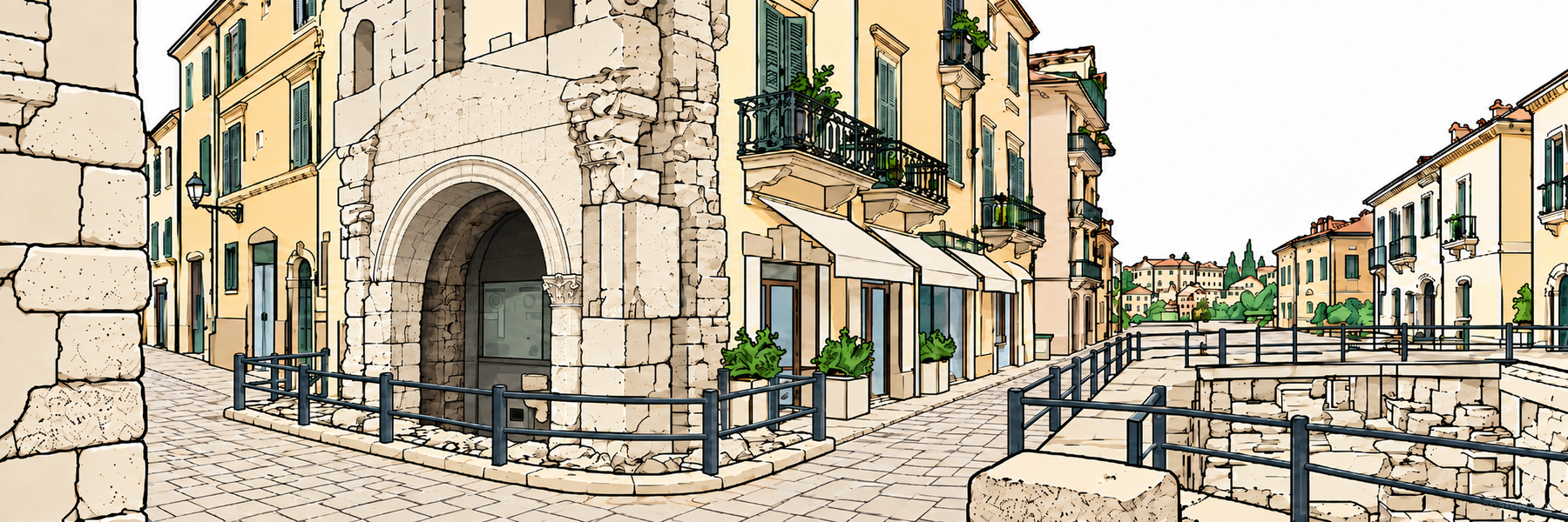 Illustrazione stilizzata di Area Archeologica di Porta Leoni in Verona - Goparoo