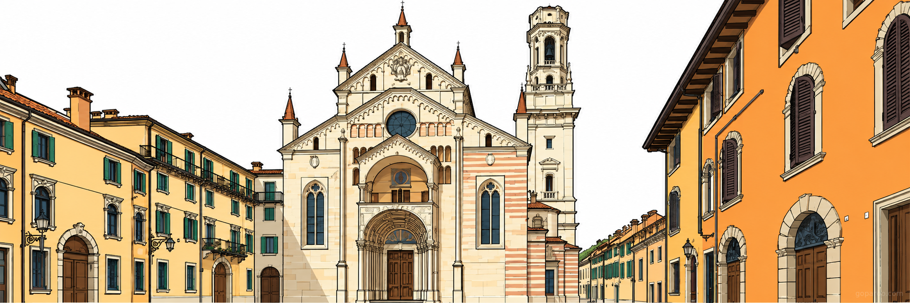 Illustrazione stilizzata di Duomo di Verona in Verona - Goparoo
