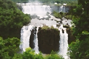 Some waterfall plateaus at Iguazu Falls.