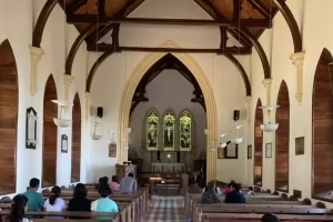 The interior of St. Paul's church in Landour.