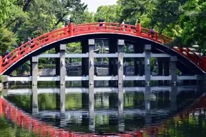 The Drum Bridge at the Sumiyoshi Taisha shrine.
