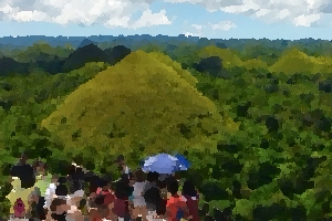 An observation deck by the Chocolate Hills.