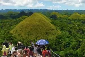 An observation deck by the Chocolate Hills.