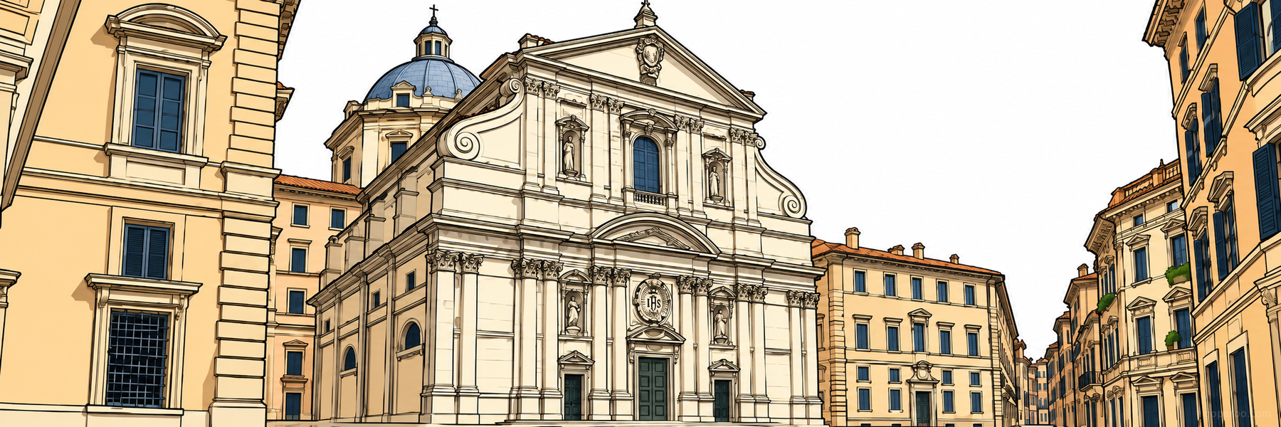 Stylized illustration of Church of the Gesù in Rome - Goparoo