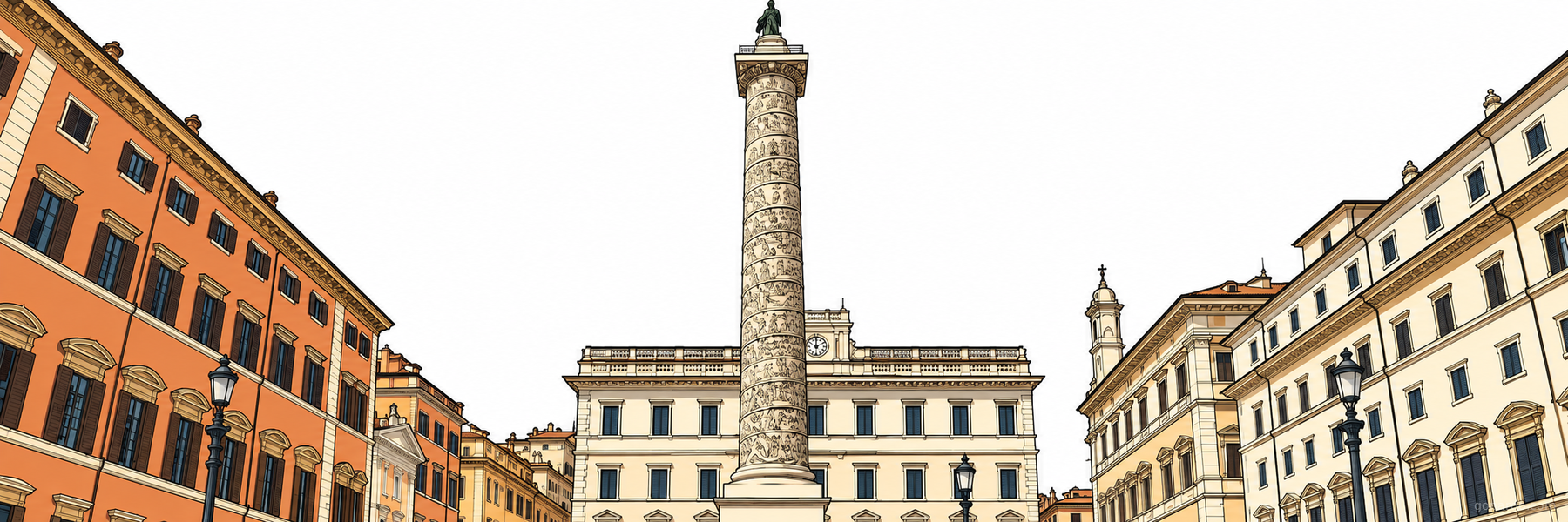 Illustrazione stilizzata di Colonna di Marco Aurelio in Roma - Goparoo