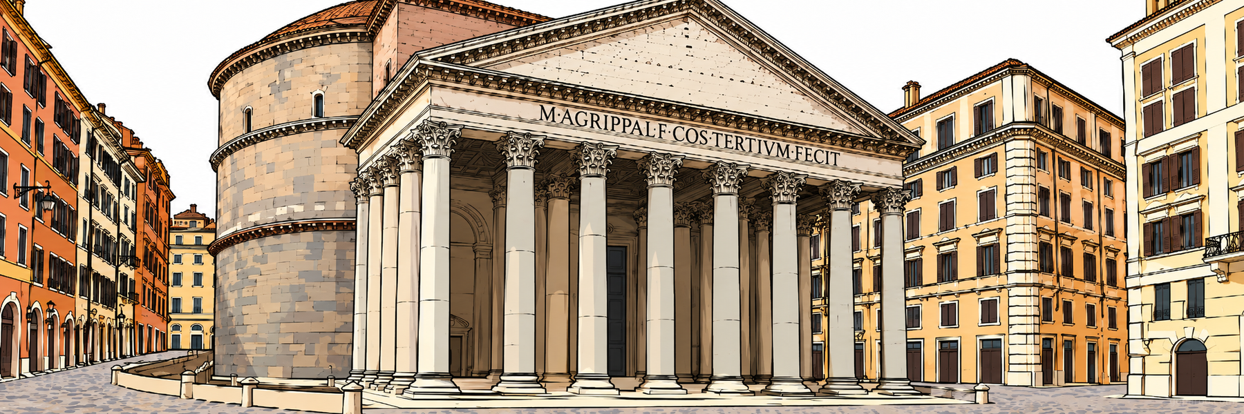 Stylized illustration of Pantheon in Rome - Goparoo