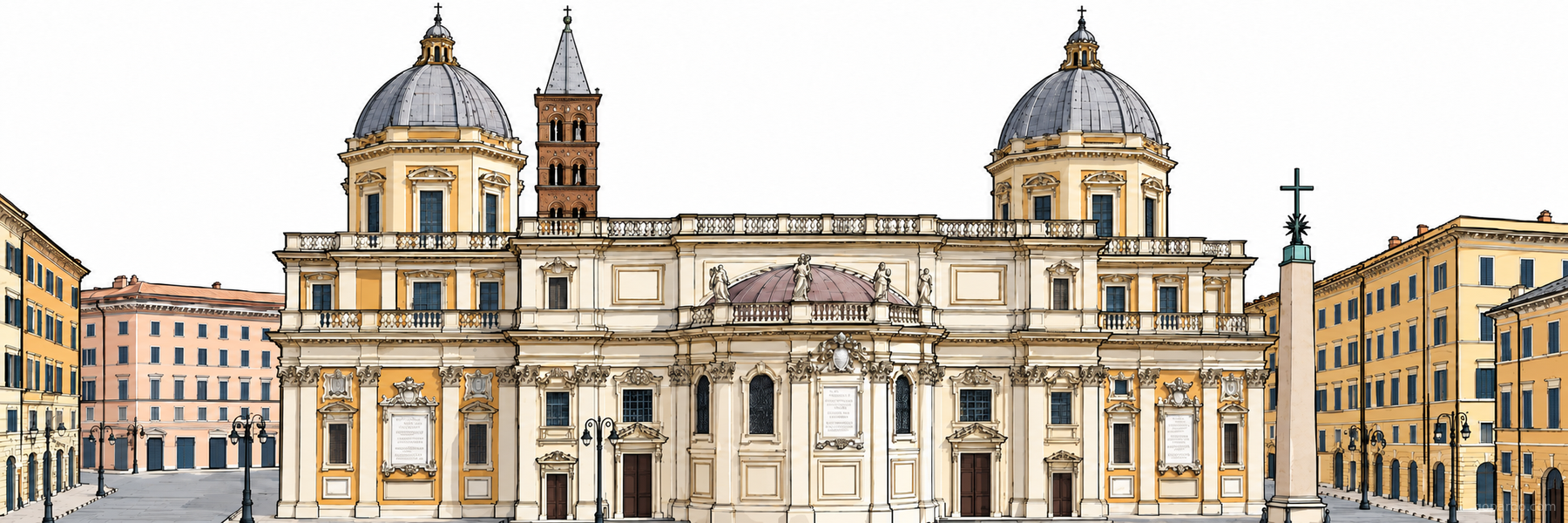 Stylized illustration of Basilica of Santa Maria Maggiore in Rome - Goparoo
