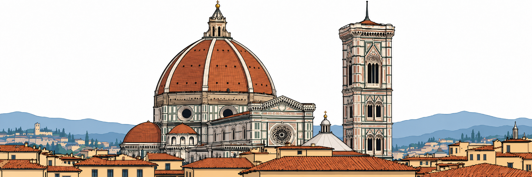Stylized illustration of Florence's Duomo in Florence - Goparoo