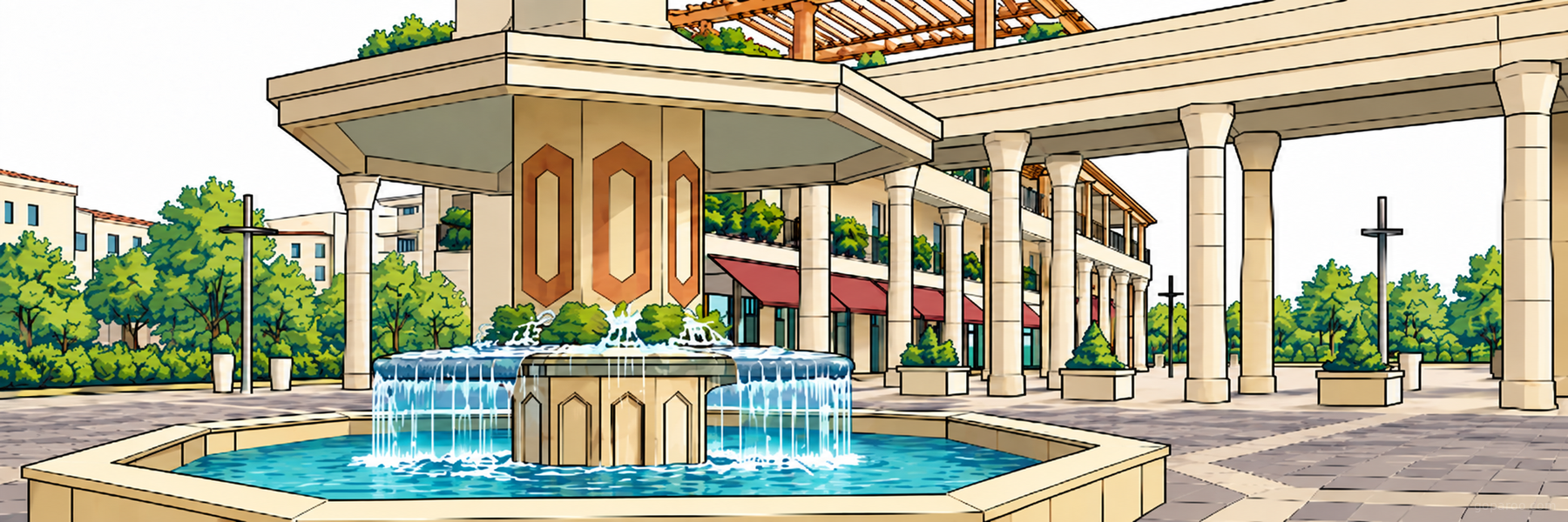 Stylized illustration of Parco Urbano Termale in Abano Terme - Goparoo