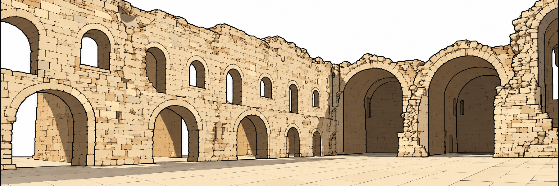 Stylized illustration of Forte Interrotto in Asiago - Goparoo