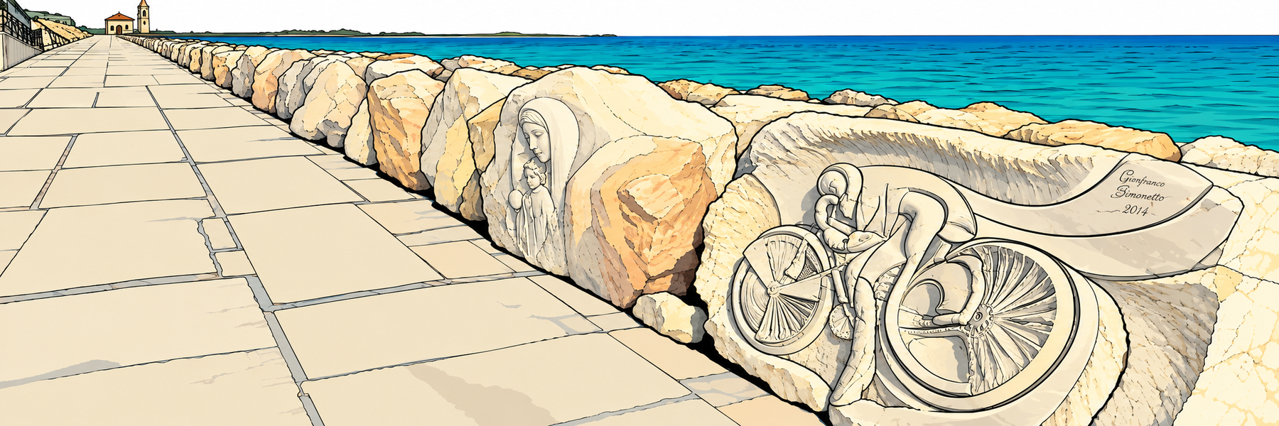 Stylized illustration of Scogliera Viva in Caorle - Goparoo