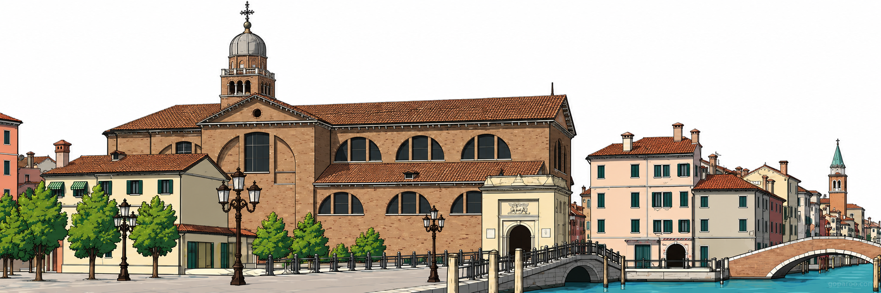 Stylized illustration of Chioggia Cathedral in Chioggia - Goparoo