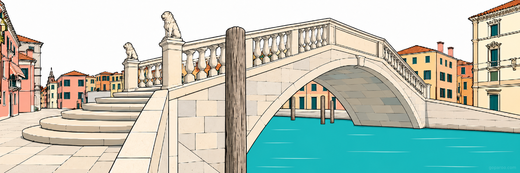 Stylized illustration of Ponte Vigo in Chioggia - Goparoo