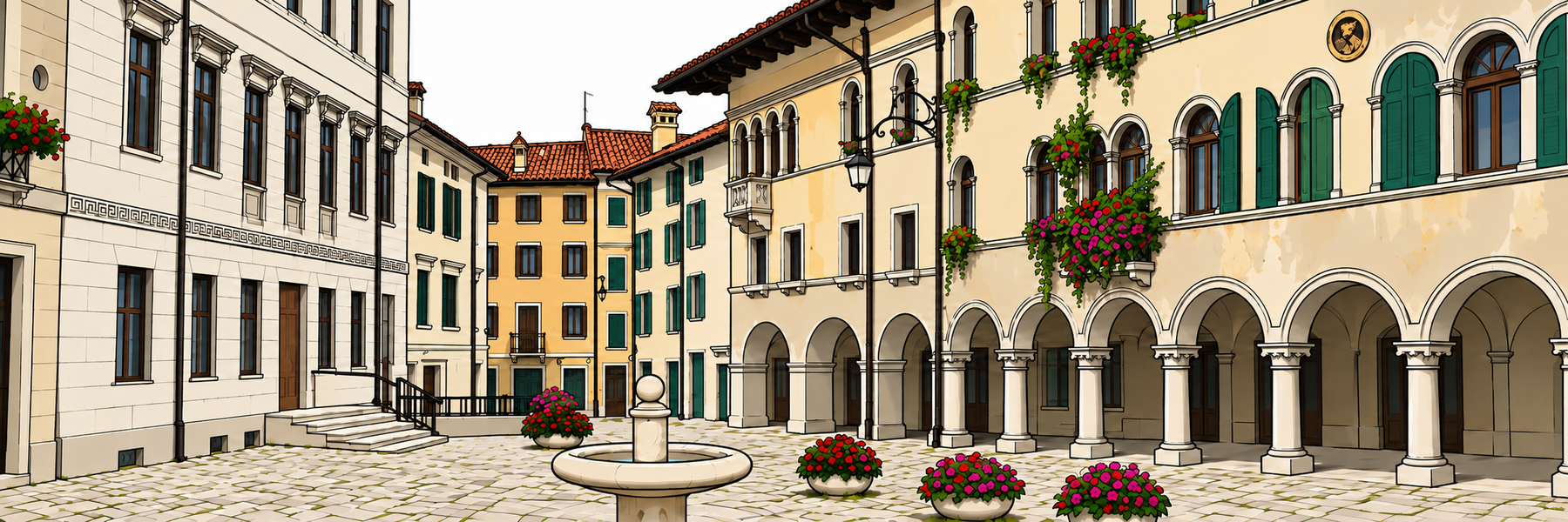 Stylized illustration of Via Mezzaterra in Feltre - Goparoo
