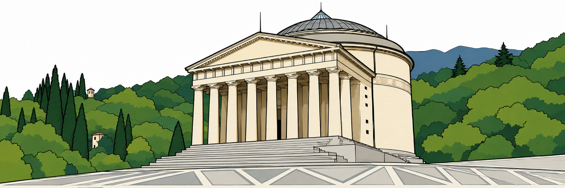 Illustrazione stilizzata di Tempio Canoviano in Possagno - Goparoo