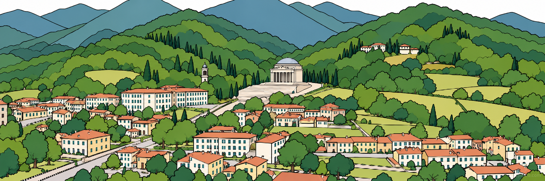 Illustrazione stilizzata di Possagno in Veneto - Goparoo
