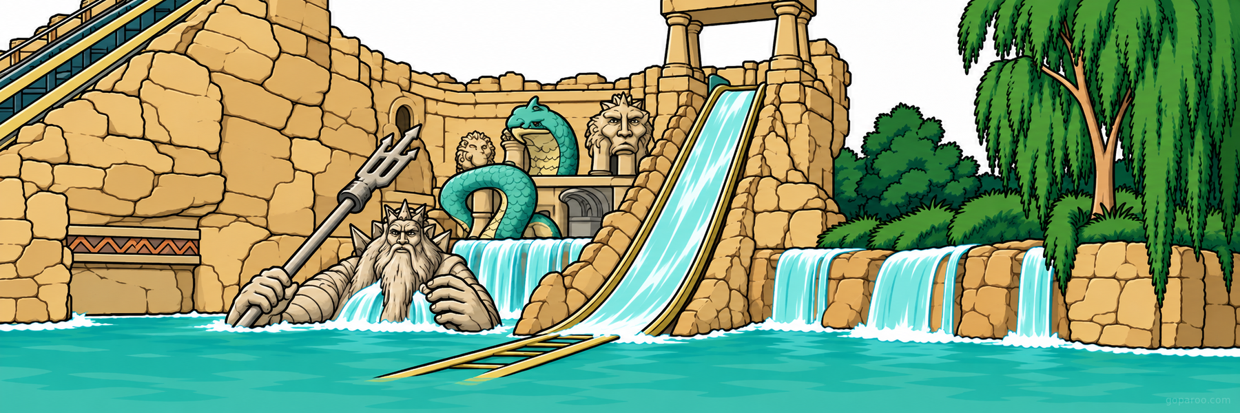 Stylized illustration of Gardaland in The Lake Garda Riviera - Goparoo