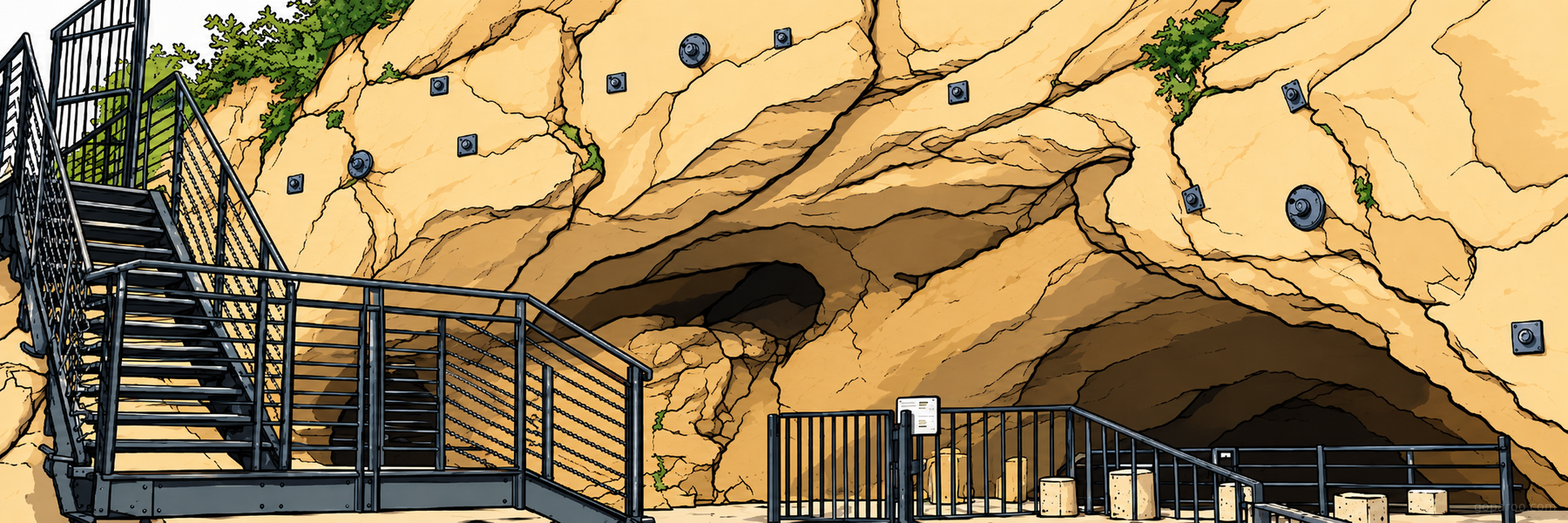 Stylized illustration of Grotta di Fumane in The Valpolicella Wine Region - Goparoo