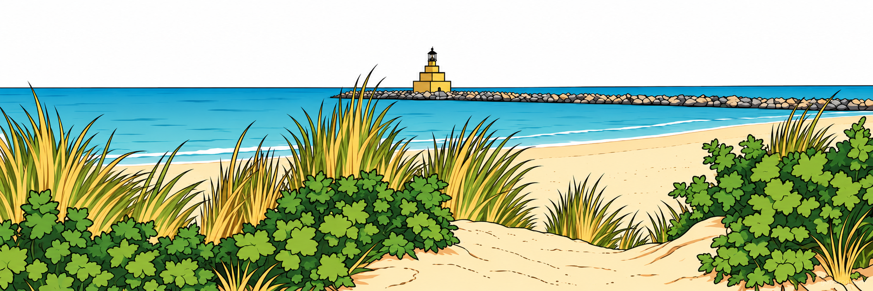 Stylized illustration of Punta Sabbioni in The Venetian Riviera - Goparoo
