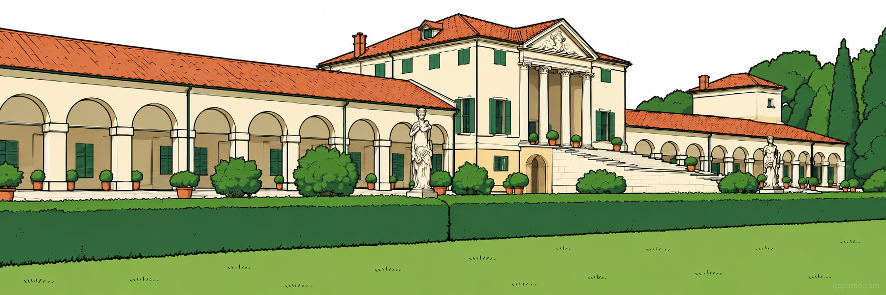 Illustrazione stilizzata di Villa Emo in Treviso - Goparoo