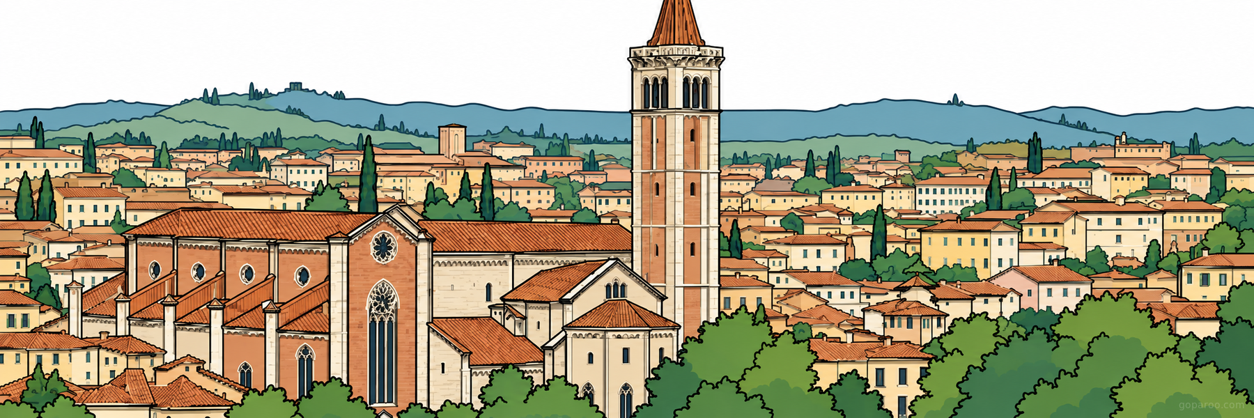 Illustrazione stilizzata di Basilica di Sant’Anastasia in Verona - Goparoo