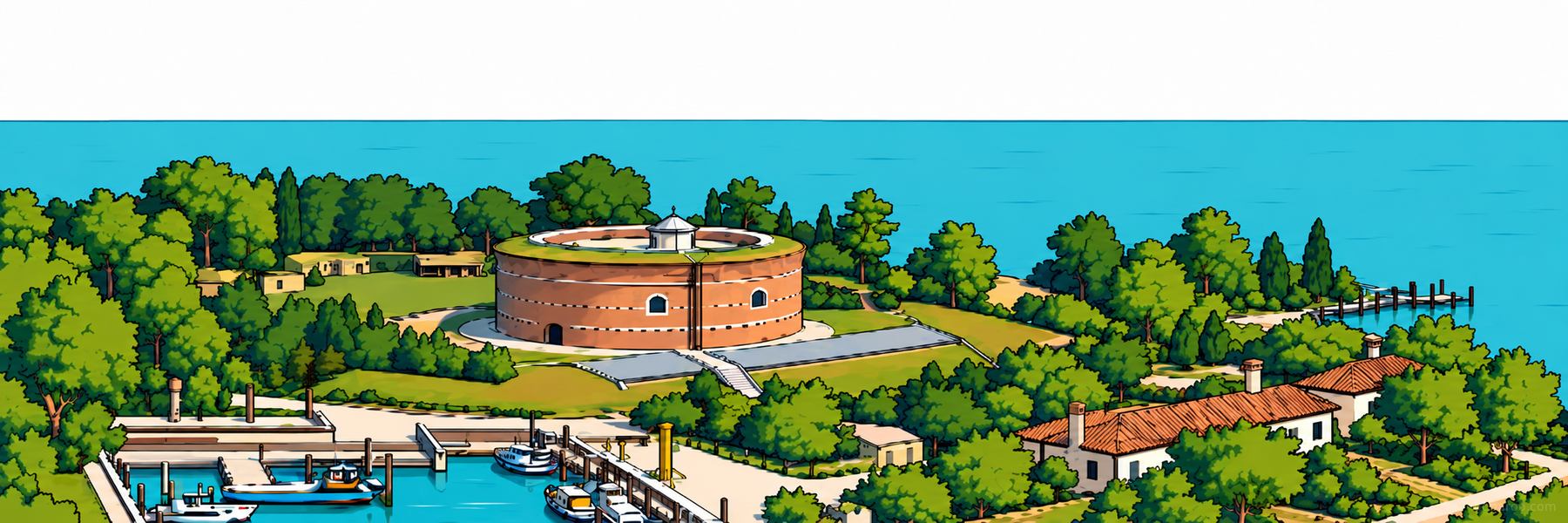 Stylized illustration of Sant’Erasmo in Venice - Goparoo