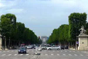 One of the streets leading to the Arc de Triomphe.