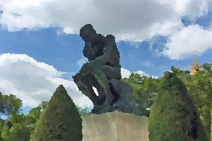 The Le Penseur sculpture by Rodin.