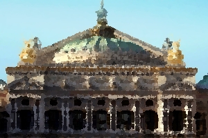 The exterior facade of the Opera Garnier in Paris.