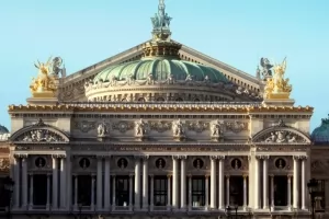 The exterior facade of the Opera Garnier in Paris.