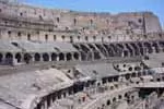 The interior architecture of the Coliseum in Rome.