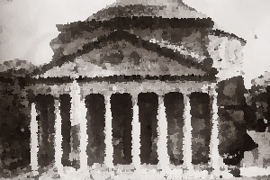 An old image-illustration of the Pantheon.