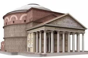 A 3d architectural representation of the Pantheon in Rome.