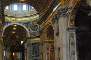 The interior of the Basilica of St. Peter in Rome.