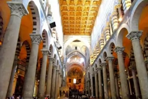 The interior of the cathedral of Pisa.
