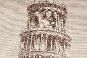 A top of the tower of Pisa drawing.