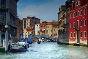 Water perspective of a Venice canal.