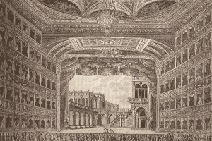 The interior of the first La Fenice Theatre in 1829.